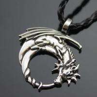 Mens Silver Gothic Dragon Pewter Pendant with 20 Choker Necklace PP 
