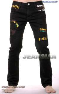 3mu Mens Designer Jeans Pant Denim Black Cyber Slim Fit W28 30 32 34 