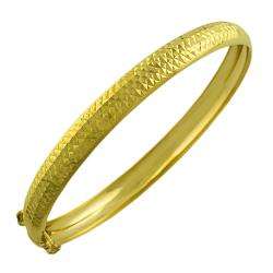 14k Yellow Gold 7 mm Diamond cut Bangle Bracelet  Overstock