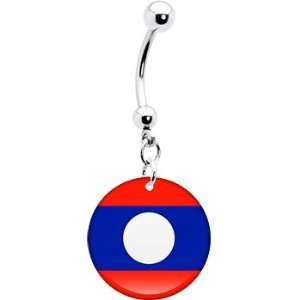Laos Flag Belly Ring