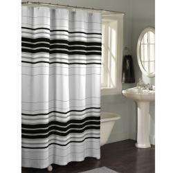 Horizontal Stripe Fabric Shower Curtain  