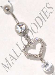 0169 Surgical Steel Belly Naval Ring Heart Design Shape  
