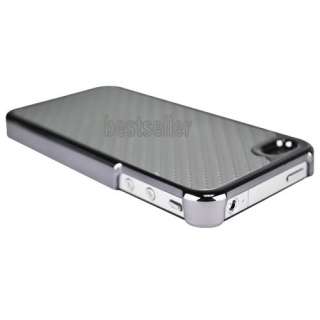 iPhone 4 Carbon Fiber Back Cover Hard Case Silver  