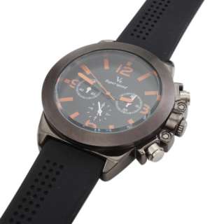   Sport Quartz Wrist Watch with Black Silicone Band and Big Dial  