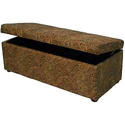 Hinged Bench Storage Ottoman Paisley  Overstock
