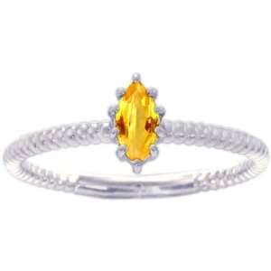  14K White Gold Marquis Gemstone Solitaire Stackable Ring 