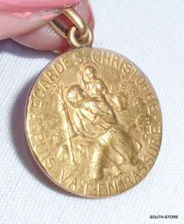 ANTIQUE ST CHRISTOPHER ART NOUVEAU FRENCH GOLD FILLED TAIRAC MEDAL 