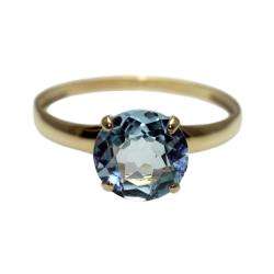 10k Yellow Gold Blue Topaz Solitaire Ring  Overstock