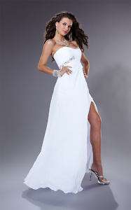 Tiffany 16613 White Chiffon Beaded Pageant Gown 4  