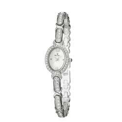 Bulova Womens Crystal Stainless Steel Watch and Bracelet Set 
