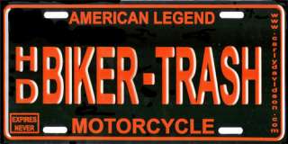 Harley Davidson license plate Biker Trash tag car truck  