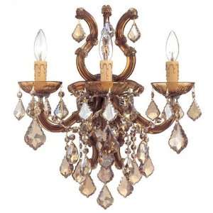 Maria Theresa Wall Sconce Draped in Golden Teak Majestic Wood Polished 