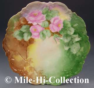 LIMOGES FRANCE HAND PAINTED ROSES DECORATIVE PLATE  