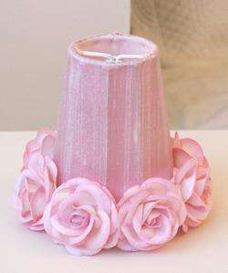 Pink Chandelier shade~Dupioni Silk with gorgeous roses  