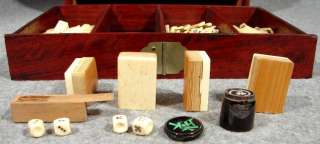 Vintage Chinese 148 BONE & BAMBOO Tiles MAH JONG Game Set in 5 Drawer 