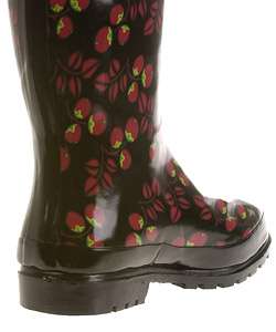 On Your Feet Satra Womens Cherry Print Rain Boots  