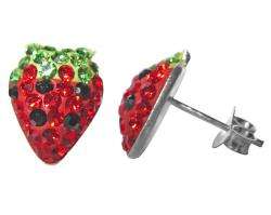 Sterling Silver Crystal Strawberry Earrings  Overstock