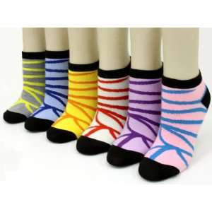  Neon Tiger Stripes Low Cut Socks Ankle Socks (6 pack 