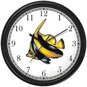 Striped Black & Yellow Angel Fish Animal Wall Clock by 
