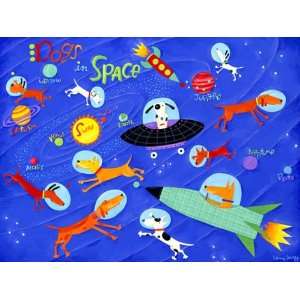  Dogs in Space Canvas Reproduction