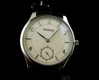 Parnis 44 mm White Dial Special @ 6 Hand Winding 6498 White silver 