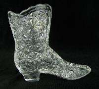 Vintage Fenton Clear Glass Button Daisy Boot Shoe  
