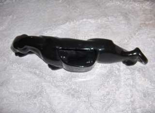 Vintage 1950s Glossy Black Panther Ceramic China Vase NICE  