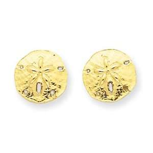  14k Gold Sanddollar Post Earrings: Jewelry