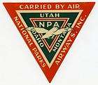 National Parks Airways   Great Old Airline Luggage Label, 1955