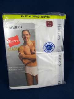 Hanes Classics Mens White Underwear Briefs, 6 Pack, Sz Small or 28 30 