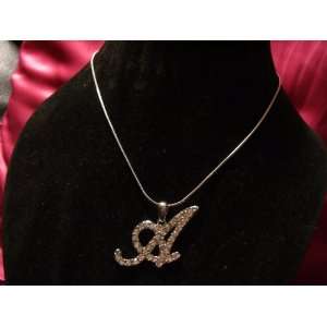  Necklace Initial Letter Name  A  Alphabet W/ Crystal 