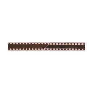  Solid Ribbon W/Dot Wired Edge 5/8X30 Yards Brown W/Pink 