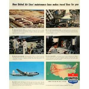  1953 Ad United Airlines Inc Logo Maintenance Base San 