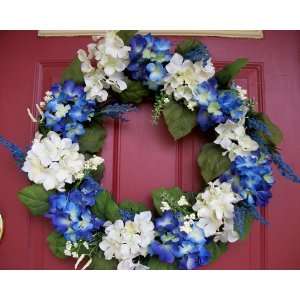  Blue and Cream Hydrangea   18 Wreath
