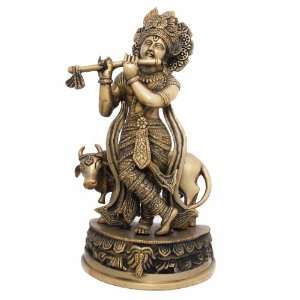 Religious Statues Lord Krishna Brass Sculpture:  Home 