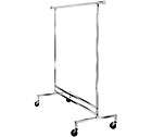 single bar commercial rolling clothing garment retail display rack cr