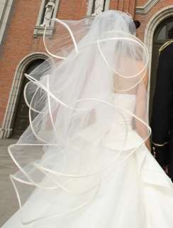 Woman Wedding long embroider Cathedral Bridal Dress White Veil  