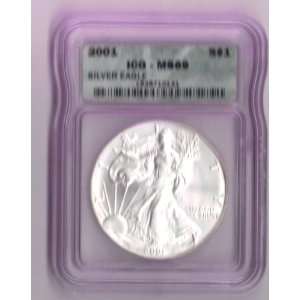  2001 Silver Eagle MS 69 Graded by ICG Slabbed 1 oz fine silver 