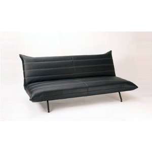    Phoenix Leatherette Futon Sleeper Sofa in Black Furniture & Decor
