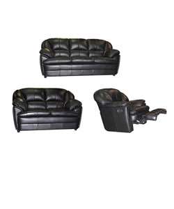 Black Leather Sofa, Loveseat, and Rocker/ Recliner  Overstock