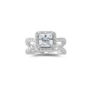  0.76 Cts Diamond & 1.04 Cts White Sapphire Ring in 14K 
