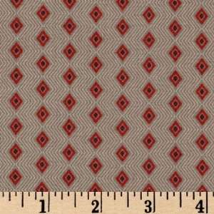  44 Wide Classic Red Diamonds Red/Grey Fabric By The Yard 