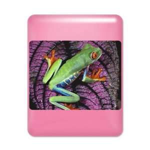   iPad Case Hot Pink Red Eyed Tree Frog on Purple Leaf 