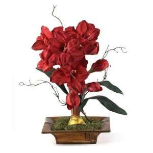   Red Amayrllis w/Bamboo Tray Silk Flower Arrangement