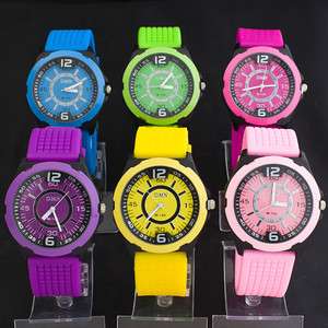 Colorful Jelly Candy Sports Quartz Silicone Wrist Watch UNISEX Men 