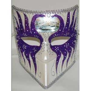  Venetian Antique Visor Shape Mask in Purple Pattern Toys & Games