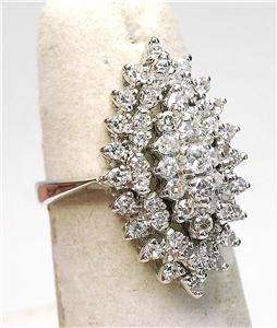   White Gold 1ct. Diamond Cluster Cocktail Marquise shaped Ladies ring