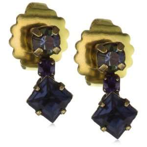   Sky Multi Crystal Petite Double Drop Gold Tone Earrings Jewelry