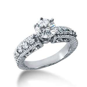  0.85 Ct Diamond Engagement Ring Round Pave Antique 14k 