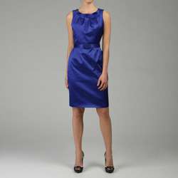 Evan Picone Womens Belted Stretch Satin Sheath Dress  Overstock